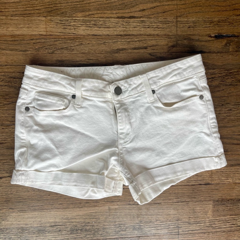PAIGE White Cuffed Denim Shorts